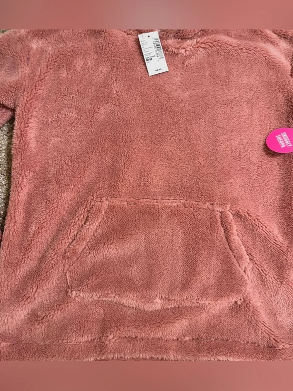 NWT The Children's Place Sherpa Pull Over Hoodie with Kangaroo Pocket Sz M 7/8